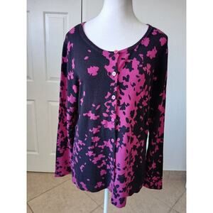 Jaclyn Smith Cardigan Sweater Size Large Pink/Black‎ Button Down Long Sleeves